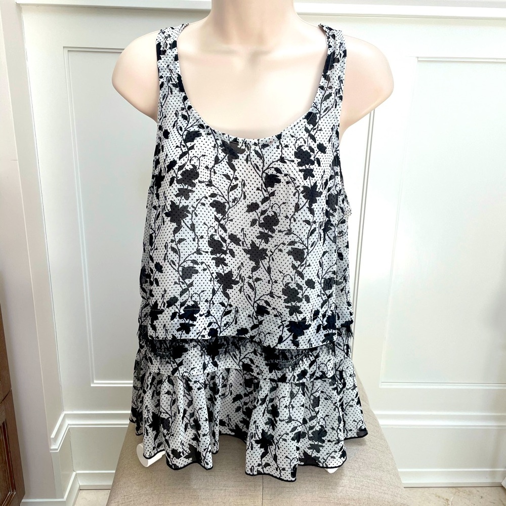 Cabi black and white print top size xs
